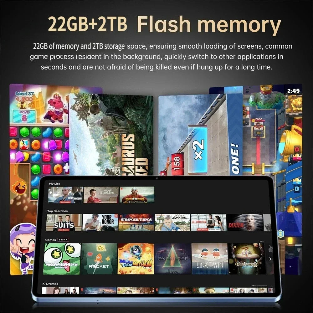 Original Pad 7s Pro 10.1" Tablet – Android 15, 22GB+2TB, 5G Dual SIM, 10000mAh Kids & Global Version