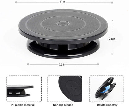 6pcs Cake Decorating Kit: Turntable with 2 Frosting Spatulas & 3 Icing Smoothers - Baking Accessories for Cake Decoration