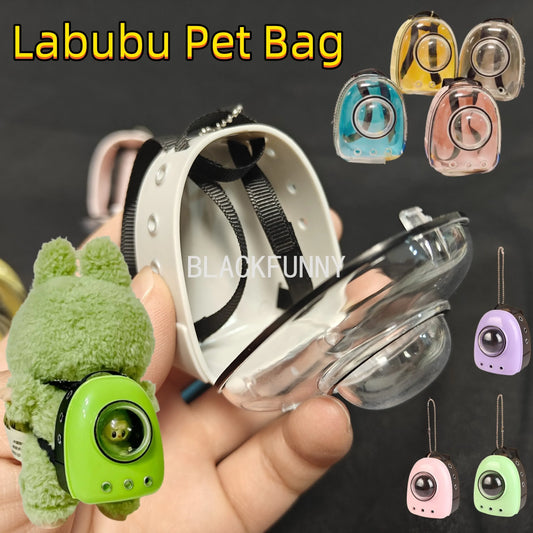 Labubu Doll Accessories Set – Cute Transparent Pet Backpack for 15/17cm Labubu Dolls