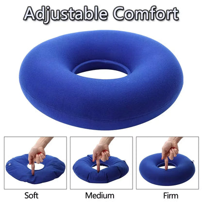 35cm Inflatable Hip Support Cushion – Medical Hemorrhoid Donut Seat Pad with Pump, Anti-Bedsore Round Massage Pillow