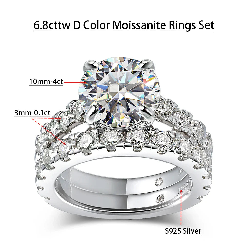 Serenity D Color VVS1 Moissanite Row Ring 1.4cttw — 100% S925 Sterling Silver Lab Diamond Ring for Women, 18K Plated Anniversary Gift