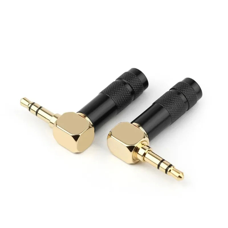 3.5mm 90° Right Angle Audio Adapter Plug – Gold Soldered Earphone Connector, 1/8" 3/4 Pole Headphone Jack