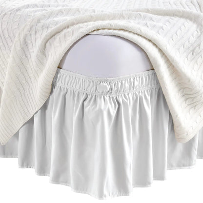 Elastic Wrap-Around Bed Skirt – Wrinkle, Fade & Shrink Resistant Dust Ruffle Easy-Fit Bedding Cover for Adjustable Beds