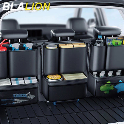 BLALION Car Trunk Leatherette Storage Bag – Detachable High-Capacity Seat Back Pocket Organizer for Jeeps, SUVs & Vans