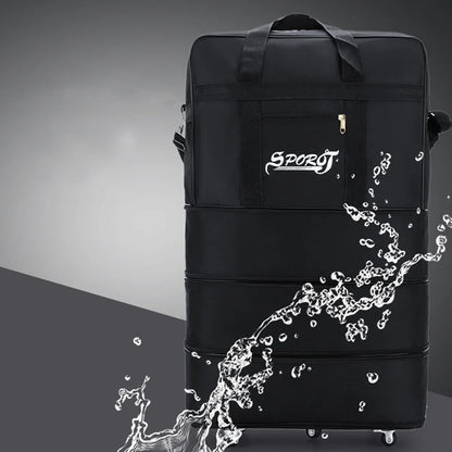 Expandable Foldable Wheeled Travel Trolley Bag – Versatile Unisex Black Luggage Suitcase for Weekend & Overnight Trips