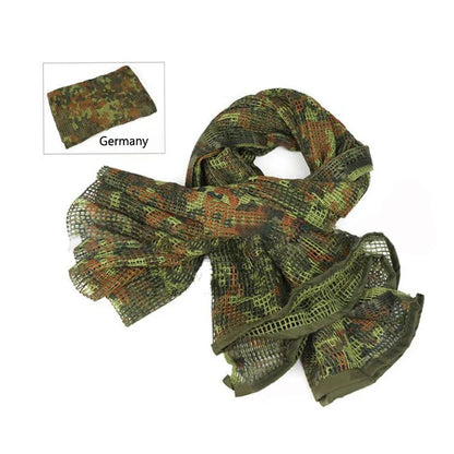 Tactical Camouflage Mesh Scarf - Outdoor Sports, Sniper Face Veil for Wargame, Camping, Hunting, and Cycling
