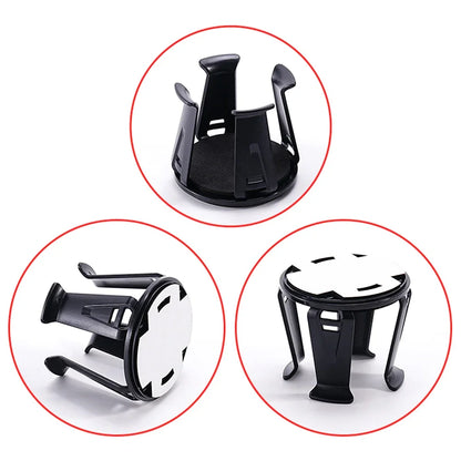 Universal Car Cup Holder Organizer – Adhesive Beverage Bottle Storage Rack Auto Interior Drink Holder Accessory (Black)