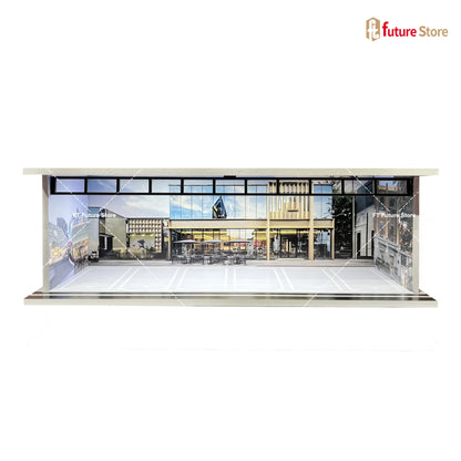 1:64 Scale Garage Scene Model with Lights – Assembled Parking Lot Diorama for Miniature Car Display