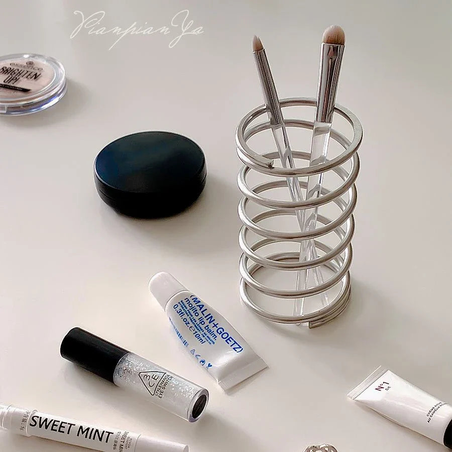 Stainless Steel Toothbrush Holder – Metal Bathroom Storage Rack for Toothpaste, Makeup Brushes & Home Decoration