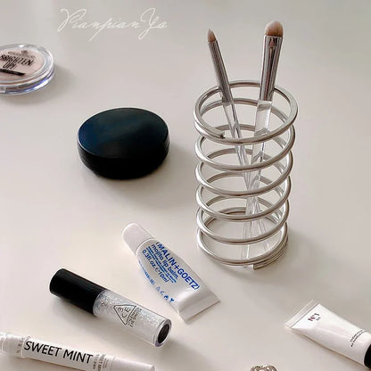 Stainless Steel Toothbrush Holder – Metal Bathroom Storage Rack for Toothpaste, Makeup Brushes & Home Decoration