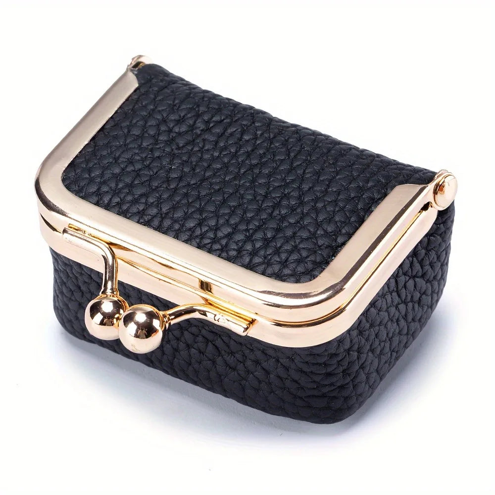 Women’s PU Leather Jewelry Organizer Box – Solid Color Ring, Necklace & Earring Storage Case with Mini Coin Purse Kiss Lock