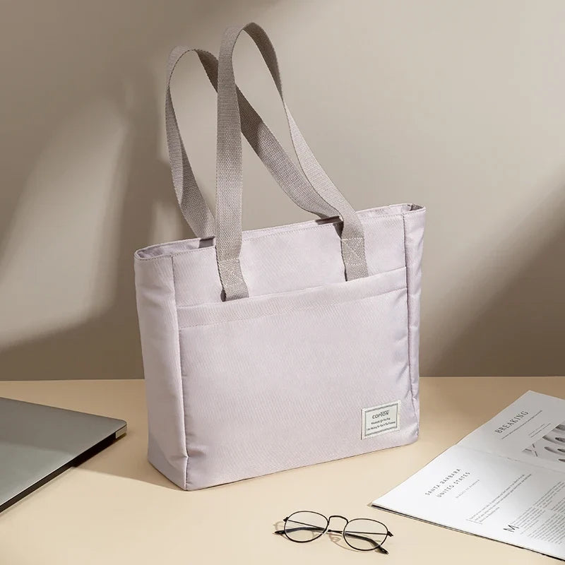 Shockproof Canvas Laptop Tote Bag - 14 Inch Women’s Notebook Handbag for MacBook, Dell, HP & More