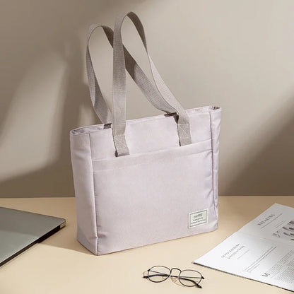 Shockproof Canvas Laptop Tote Bag - 14 Inch Women’s Notebook Handbag for MacBook, Dell, HP & More