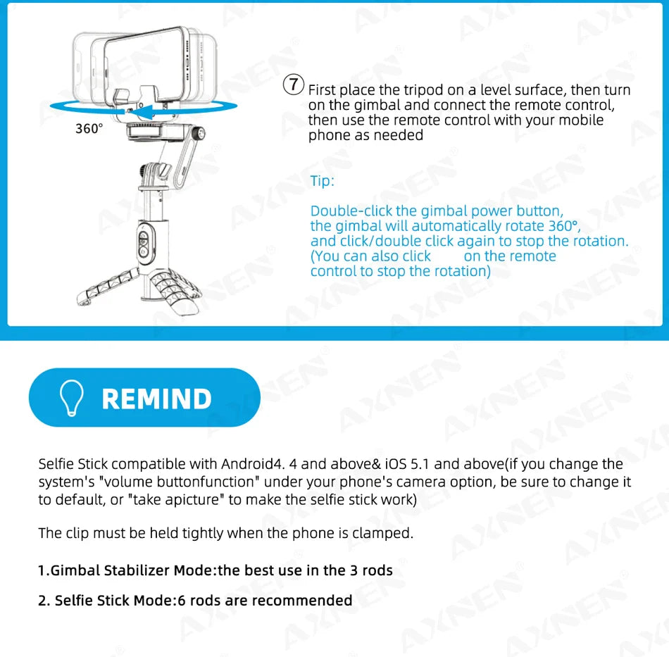 360° Rotation Gimbal Stabilizer & Selfie Stick – Tripod for iPhone & Smartphone Live Photography