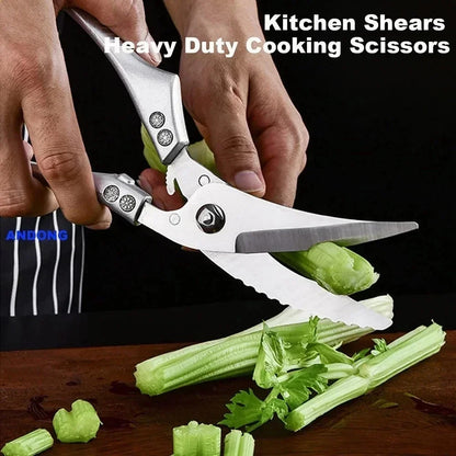 Laser Damascus Kitchen Knife Set – Cleaver, Meat, Fruit, Bread, Boning Knife and Chicken Scissors for Barbecue and Home Cooking