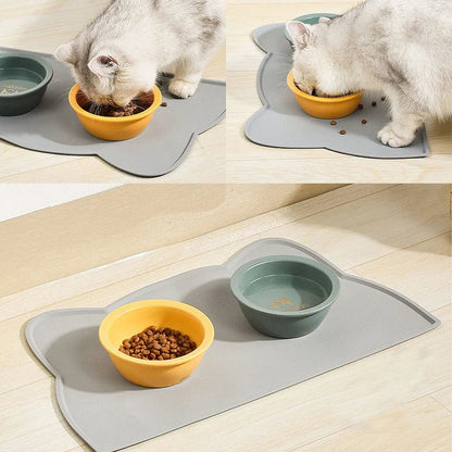 Non-Stick Waterproof Silicone Pet Feeding Mat: Dog & Cat Bowl Pad for Clean Feeding - Puppy Feeder Tray with Water Cushion Placemat