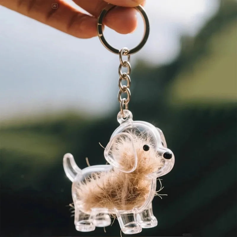 Cute Dog Hair Storage Pendant Keychain – Couple Bag Charm, Car Keychain Jewelry, Souvenir Gift & Decoration Accessory
