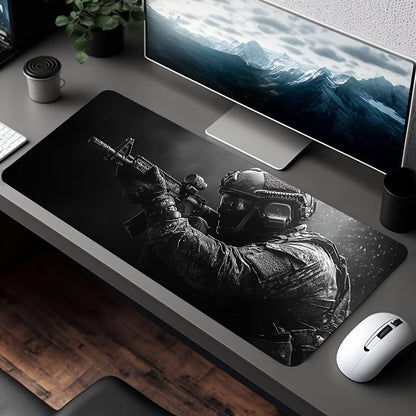 XXL Tactical Soldier Mouse Pad — Large Non-Slip Gaming Desk Pad with Stitched Edges