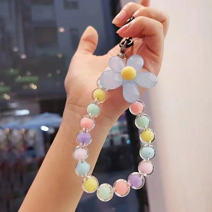 Phone Anti-Lost Lanyard - Colorful Macaron Round Bead Pendant, Women's Handheld Wrist Chain for Mobile Phones