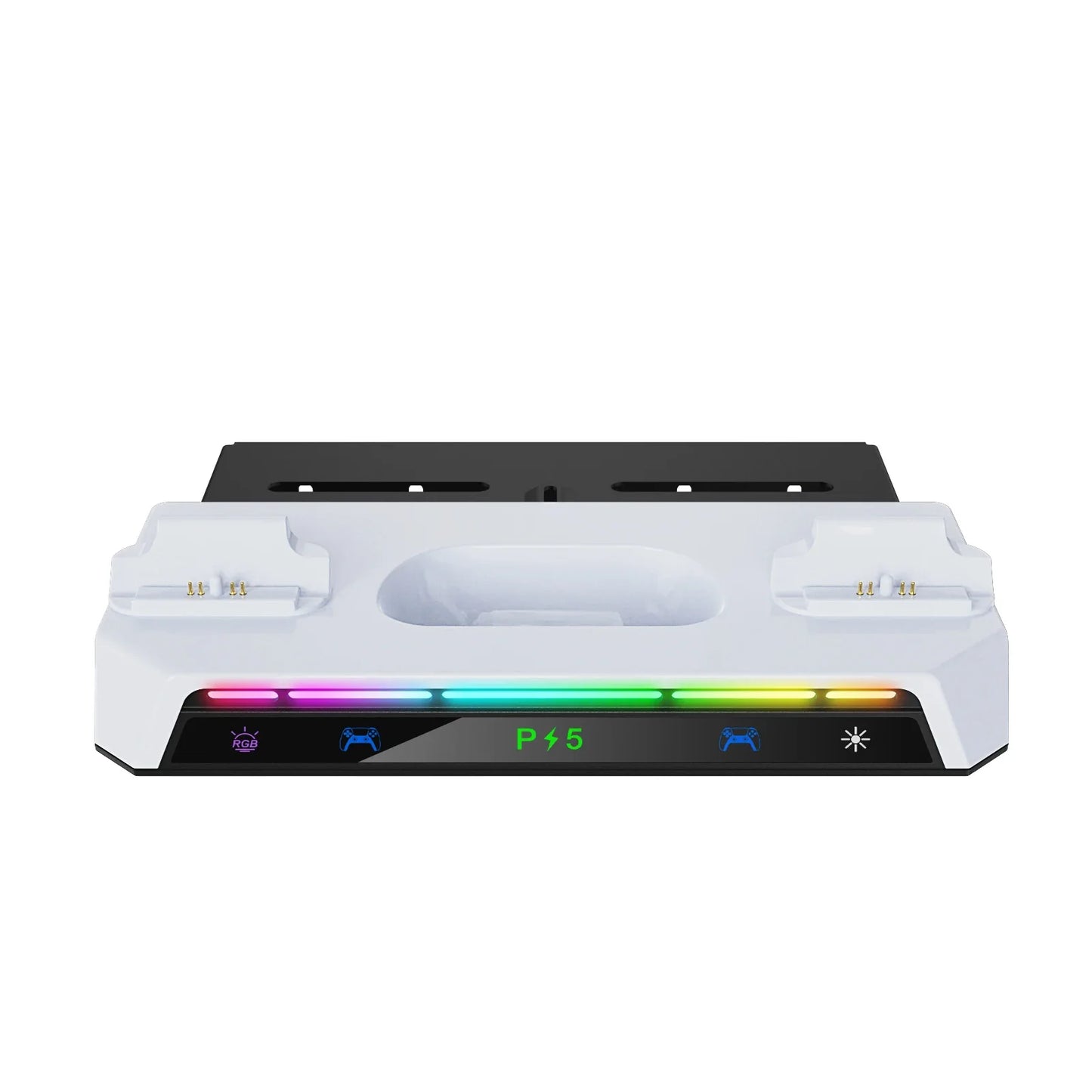 PS5/PS5 Pro/Slim Wall Mount Kit – RGB Light Stand with Charging Station & Headset Hanger for Dual Controllers