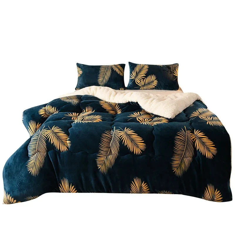 Winter Bedding Thick Quilt – Warm Flannel Fleece Comforter, Thickened Duvet Set for Cold Nights