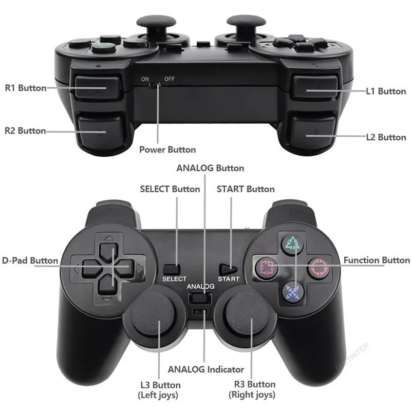 Wireless Gamepad for Sony PS2 – Controller with Double Vibration Shock Joystick for PlayStation 2 & USB PC