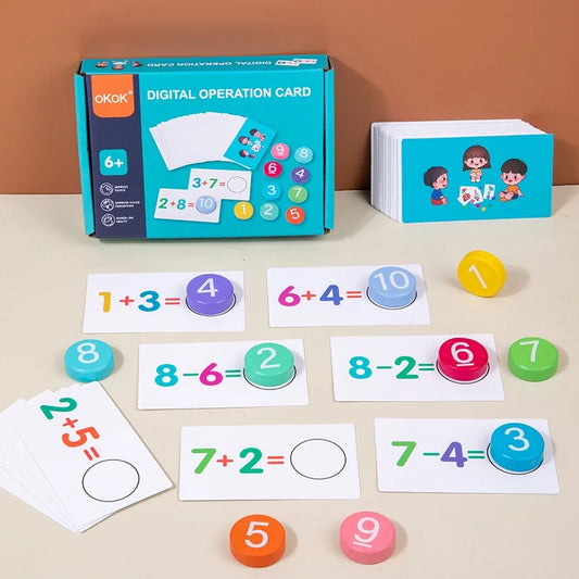 Kids Montessori Math Toy Set — Arithmetic Card Matching Games for Addition & Subtraction, Early Educational Counting Toy