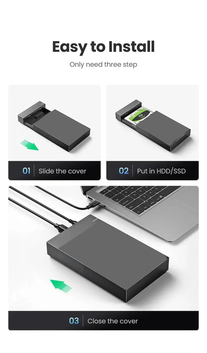 3.5 Inch HDD Case USB 3.0 to SATA External Hard Drive Enclosure | Supports Up to 10TB