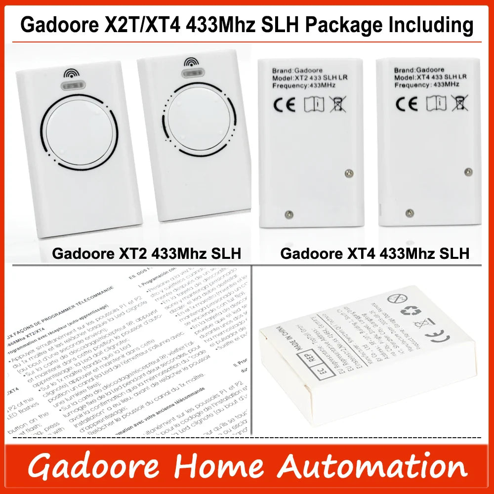 Gadoore XT2 XT4 433MHz SLH LR Garage Door & Gate Remote | Compatible with XT2/XT4 SLH & SLH LR