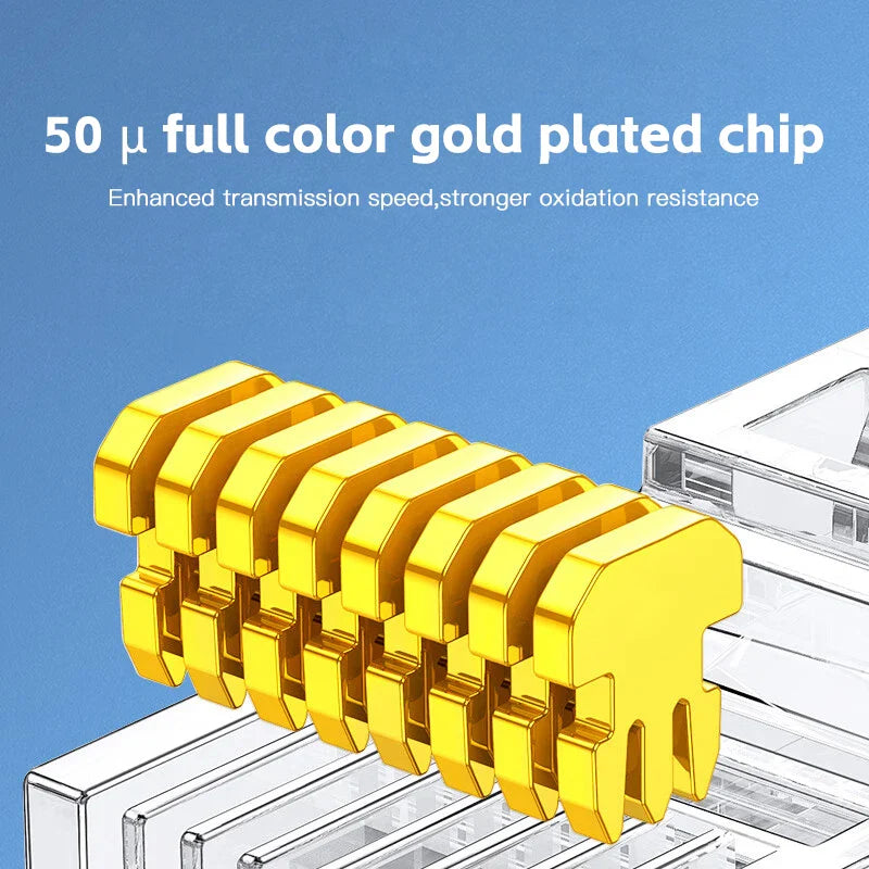 50PCS Cat6 RJ45 Connectors – Unshielded Network Cable Crystal Heads for Ethernet Cable Assembly