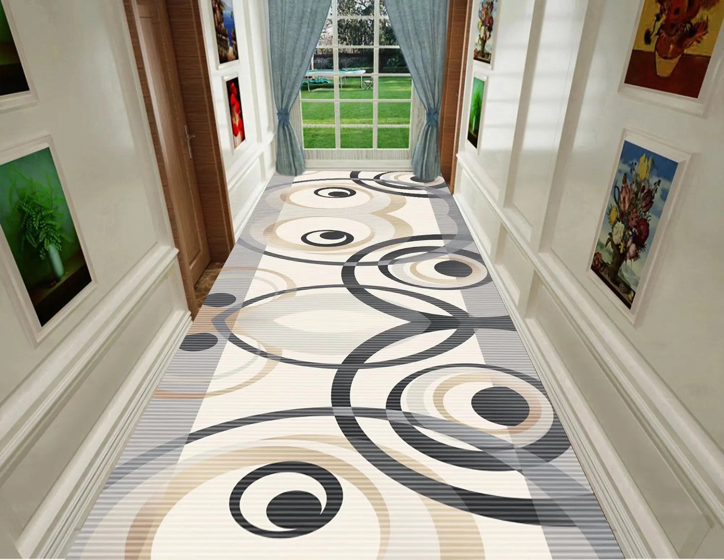 Nordic Modern Long Corridor Rug – Durable Washable Carpet Runner for Hallway, Stairway & Home