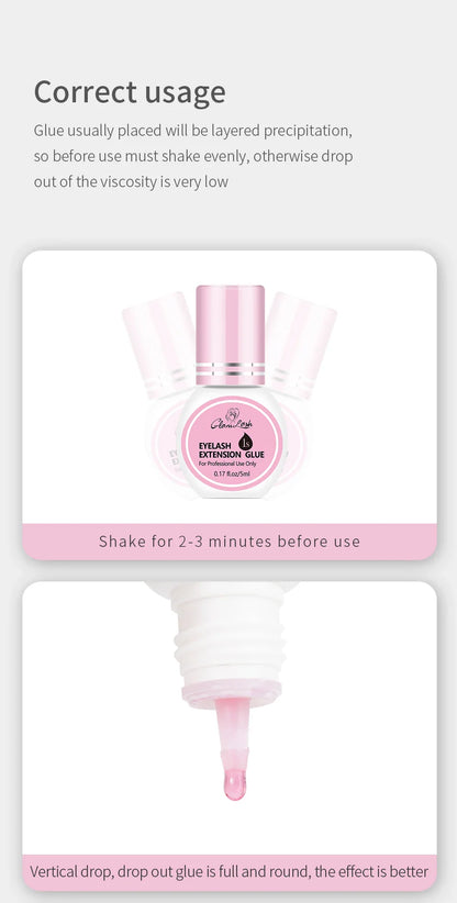 GLAMLASH Eyelash Extension Glue — 0.3-2 Sec Fast-Dry Black Adhesive for Individual False Lashes, Professional Kit
