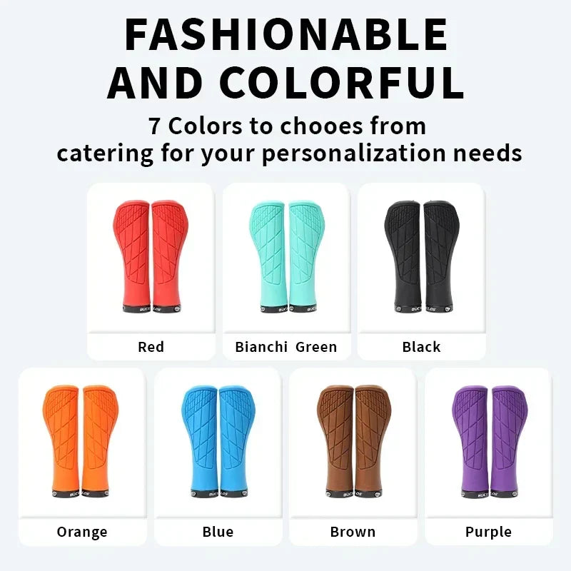 BUCKLOS Ergonomic MTB Handlebar Grips — Comfortable Soft Rubber Lock-On Bicycle Grips for Mountain Bikes