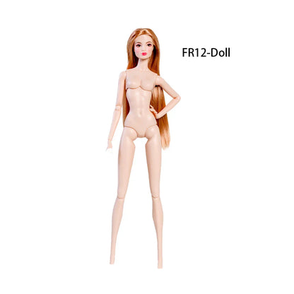 32cm European Supermodel Nude Doll – Original 1/6 Joint Figure with Multi-Color Skin and Exquisite Makeup, Full Series Collectible Toy