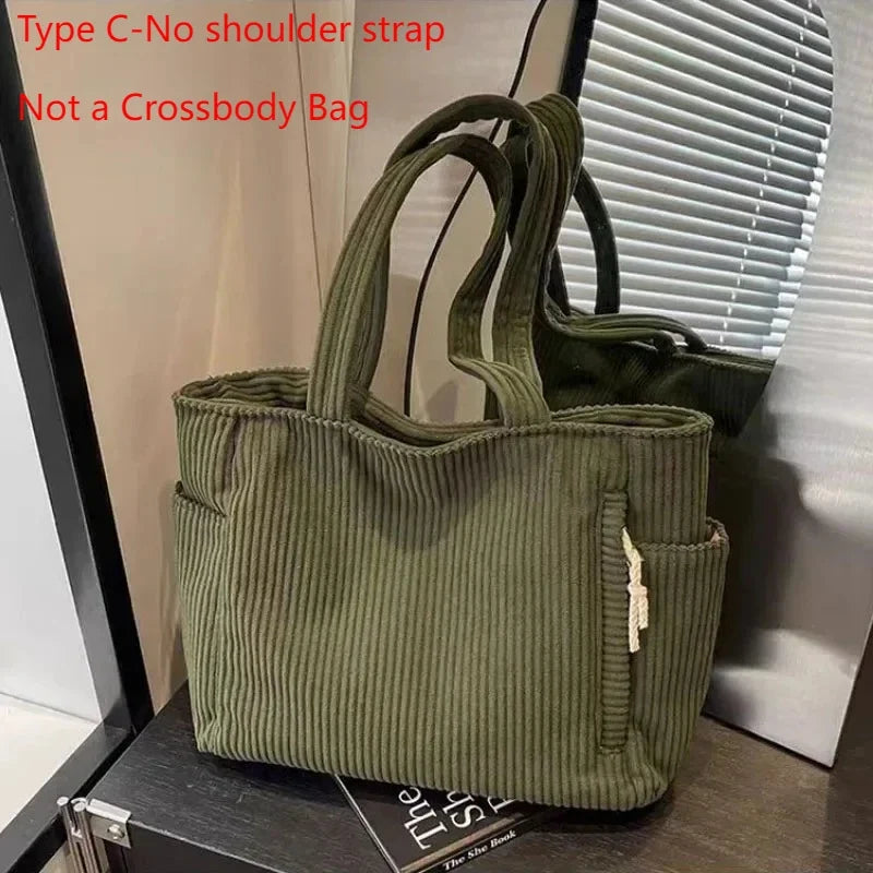 Fashion Corduroy Shoulder Bag - Large Capacity Unisex Square Crossbody Bag for College, Commuting & Casual Travel