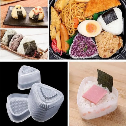 4PCS Transparent Sushi Mold Set – Triangular Onigiri Rice Ball Maker & Food Press Kit for Bento Kitchen Use