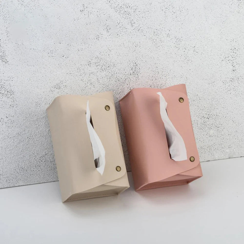 PU Leather Tissue Box – Desktop Storage Organizer for Dining Room, Living Room & Kitchen, 1PC