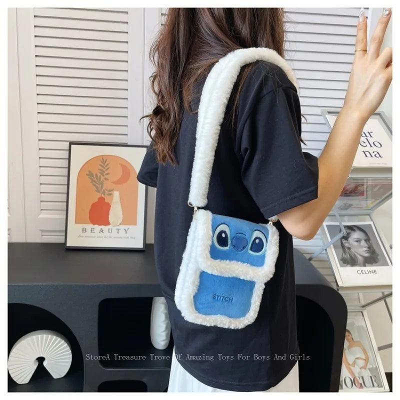 Lilo & Stitch Plush Backpack – Cute Cartoon Crossbody Phone Bag for Daily Use & Gifts