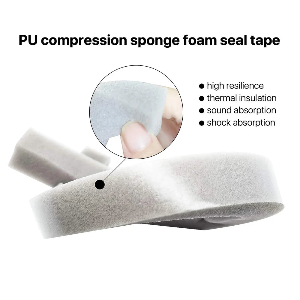 4M PU Sponge Foam Seal Strip Tape - Adhesive Anti-Collision Soundproof Weather Stripping for Doors, Windows, Furniture Protection