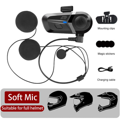 Bluetooth 5.3 Wireless Motorcycle Helmet Headset - Waterproof Earphone with Hands-Free Call & Music Player for Moto Helmet