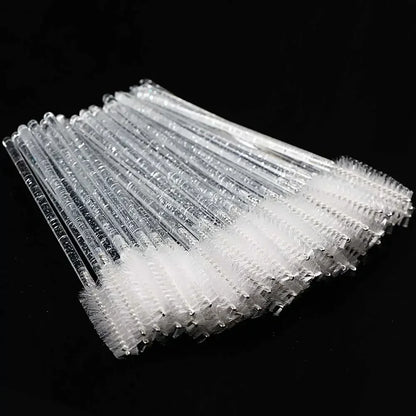 50-Pack Disposable Crystal Eyelash Brush Combs – Professional Eyelash Extension Mascara Wands for Makeup and Beauty Tools