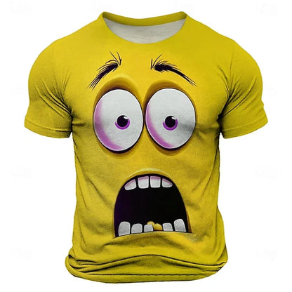 3D Funny Face T-Shirt - Men's Summer Casual Short Sleeve O-Neck Loose Streetwear Tee