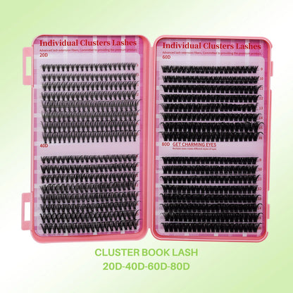 DIY Lash Clusters Book – D Curl Mega Volume Eyelash Extensions with Individual Lashes for Extensions