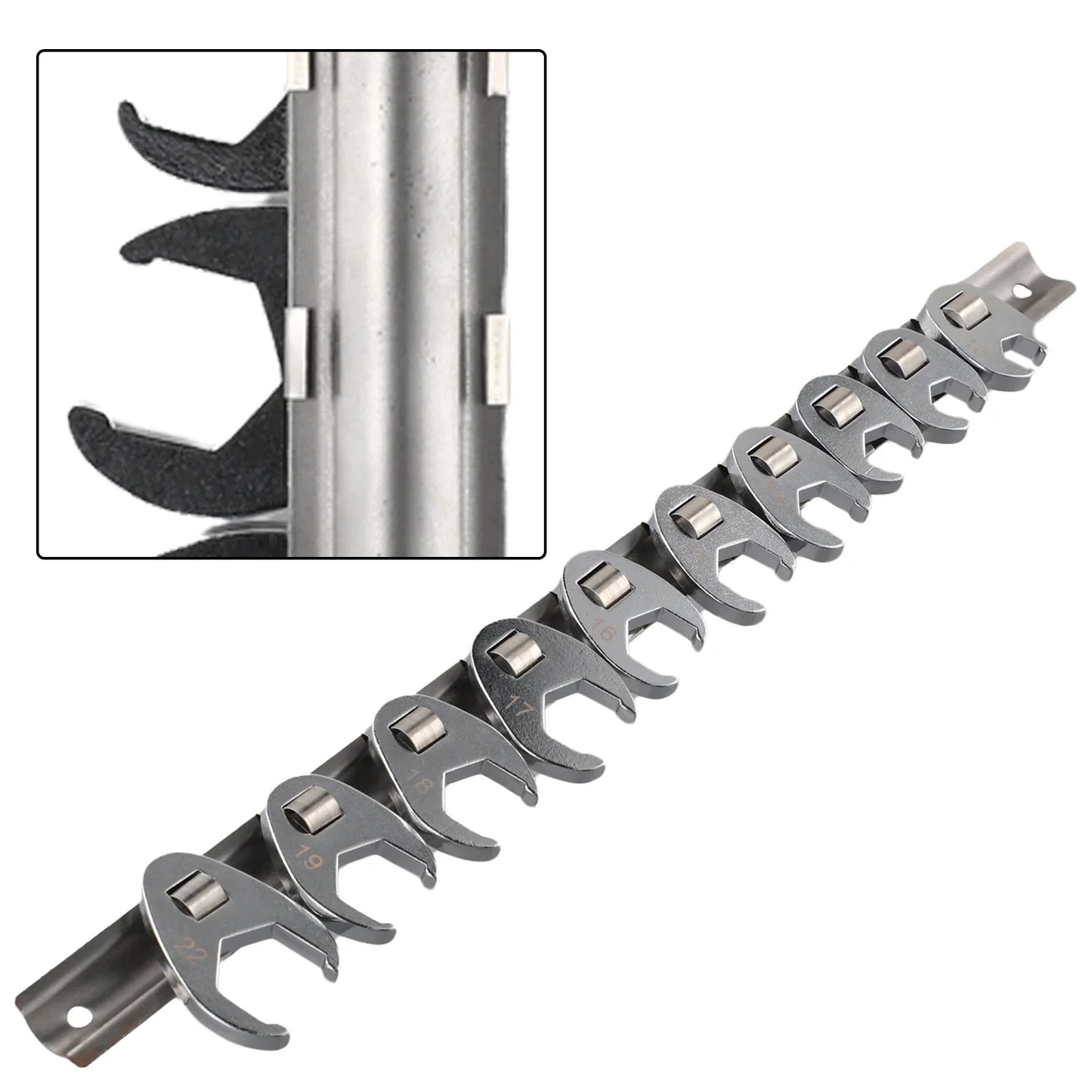 10pcs 3/8" Drive Crowfoot Wrench Set — 10-22mm Metric Open-End Spanners for Torque Wrenches