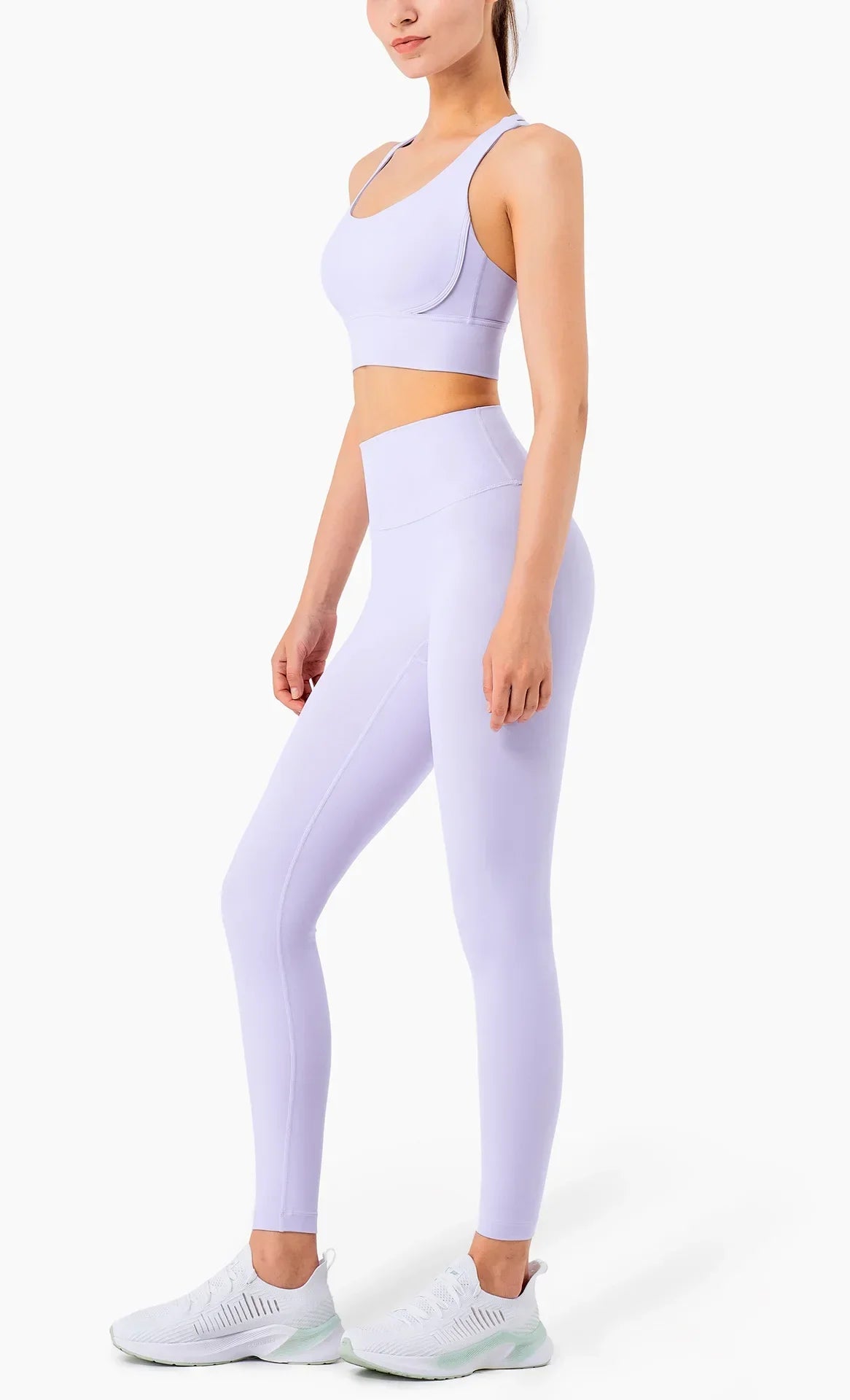 Summer 2 Piece Women's Yoga Tracksuit - Cross-Back Nylon Top and Leggings Athletic Set for Pilates and Fitness