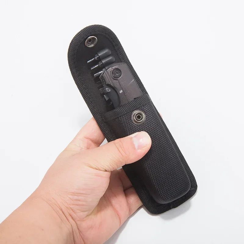 Nylon EDC Knife Pouch - Folding Knife Cover with Flashlight & Pliers Holder Carry Case