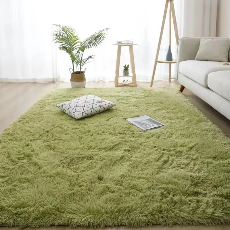 VIKAMA Black Plush Shag Area Rug – Soft Fluffy Furry Carpet for Bedroom, Living Room & Bedside