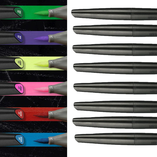 DSPIAE Brush Pen Set – 5/8/12 Colors, Environment-Friendly Water-Based Markers with Soft Tip, Metallic & Fluorescent Colors