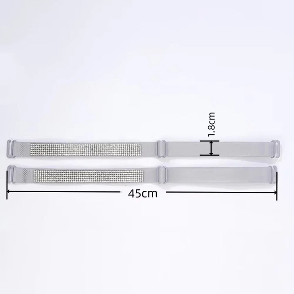 Invisible Rhinestone Bra Straps - Non-Slip Adjustable Shiny Replacement Lingerie Accessories for Women