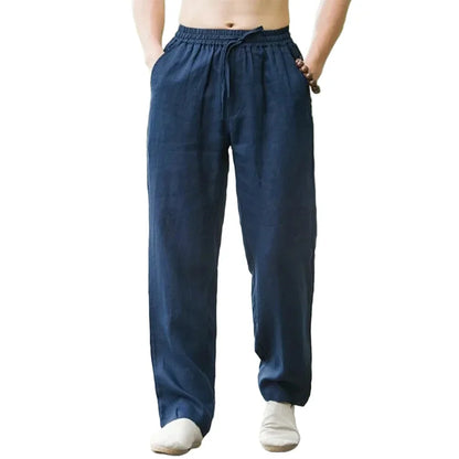 Men's Beach Joggers – Cotton Linen Sweatpants for Streetwear, Casual Loose Fit Summer Vacation Pants